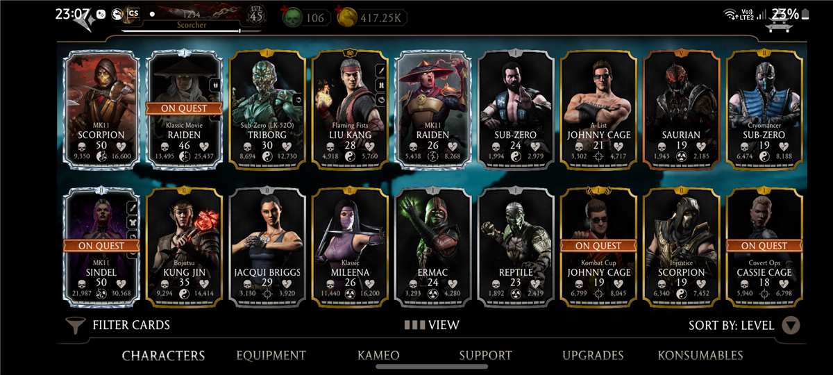 Game account sale Mortal Kombat X Mobile